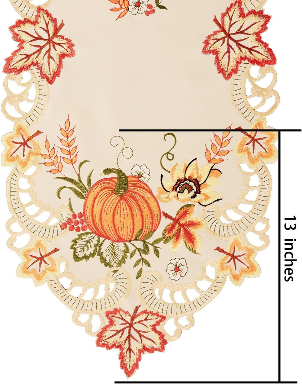 Simhomsen Large Embroidered Thanksgiving Harvest Pumpkins Table Runners for A...