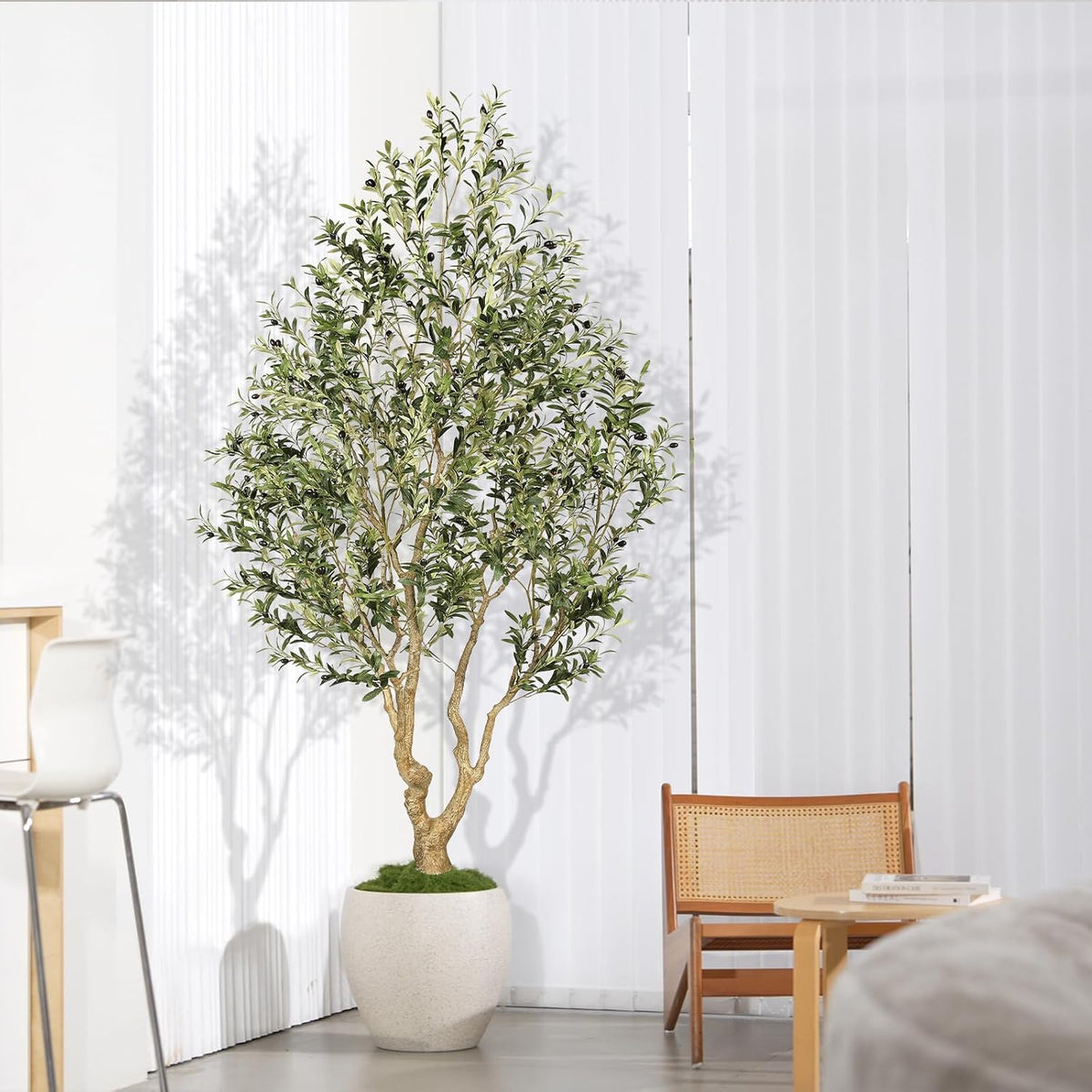 FEELEAD Faux Olive Tree 8ft - Tall Olive Trees Artificial Indoor Home Decor
