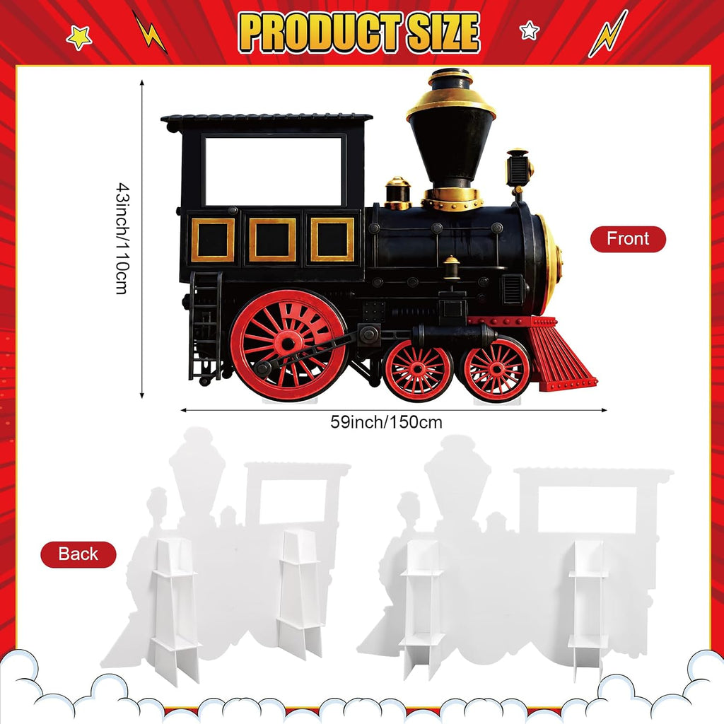 Capoda Life Size Cardboard Cutout Standee 43x59 in, Kt Foam Board Locomotive Photo Booth Prop, 2 Support Brackets and 2 Double-Sided Tape, Easy Assembly for Party Birthday Event Decor(Side of Train)
