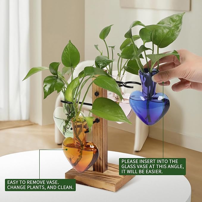 Plants Propagation Stations Plant Terrarium Kit Glass Planters for Indoor Plants House Plant Accessories Gift for Women - 4 Love Bulb Vase