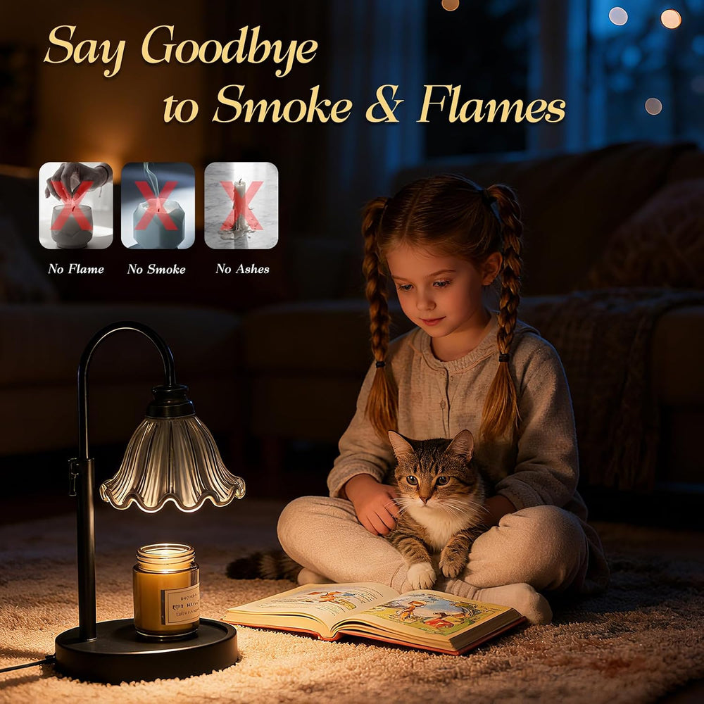 Flower Candle Warmer Lamp with Timer & 4-Level Dimmer, Adjustable Height