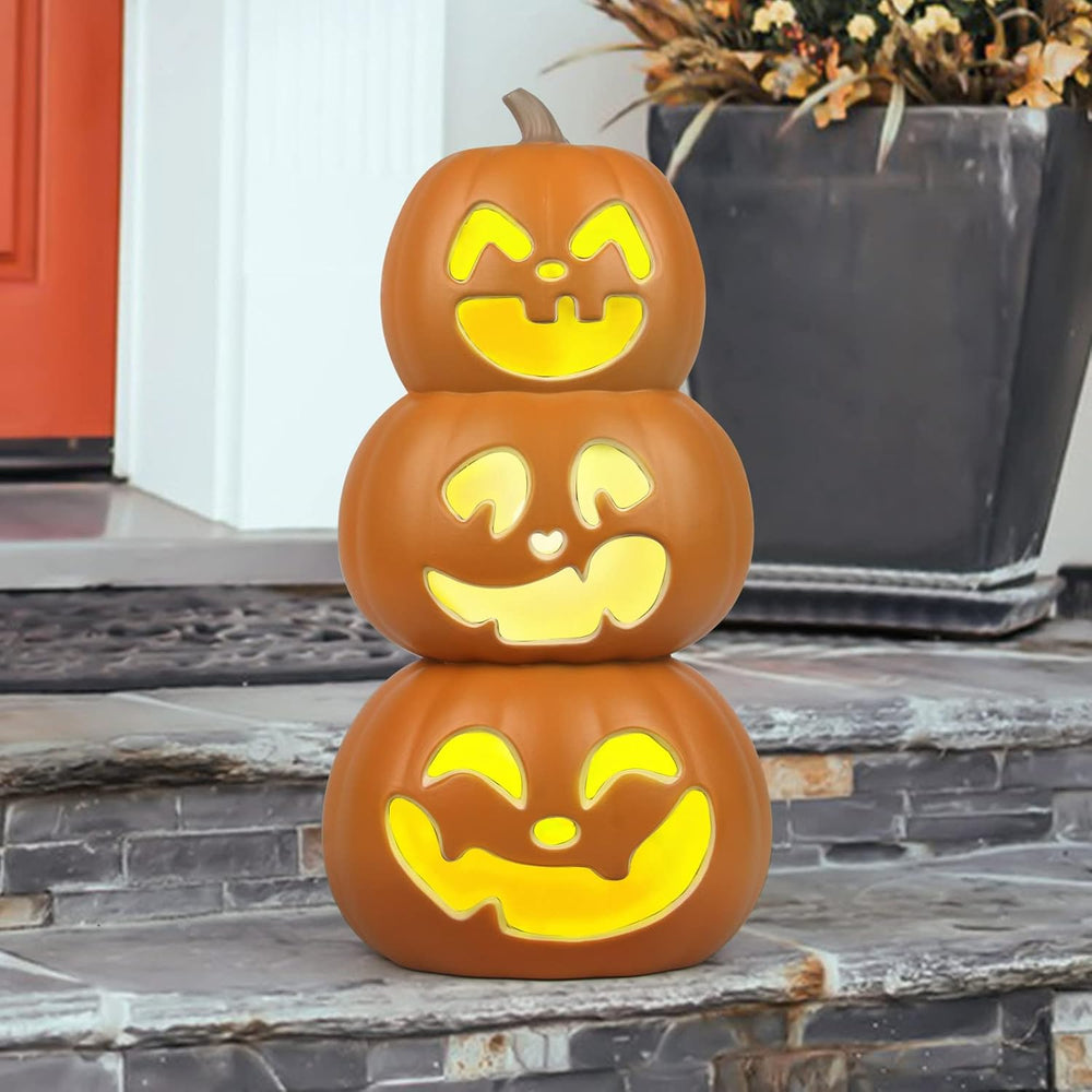 17" Jack O Lantern - Halloween Plastic Pumpkin Lantern - Holiday Pre-lit...