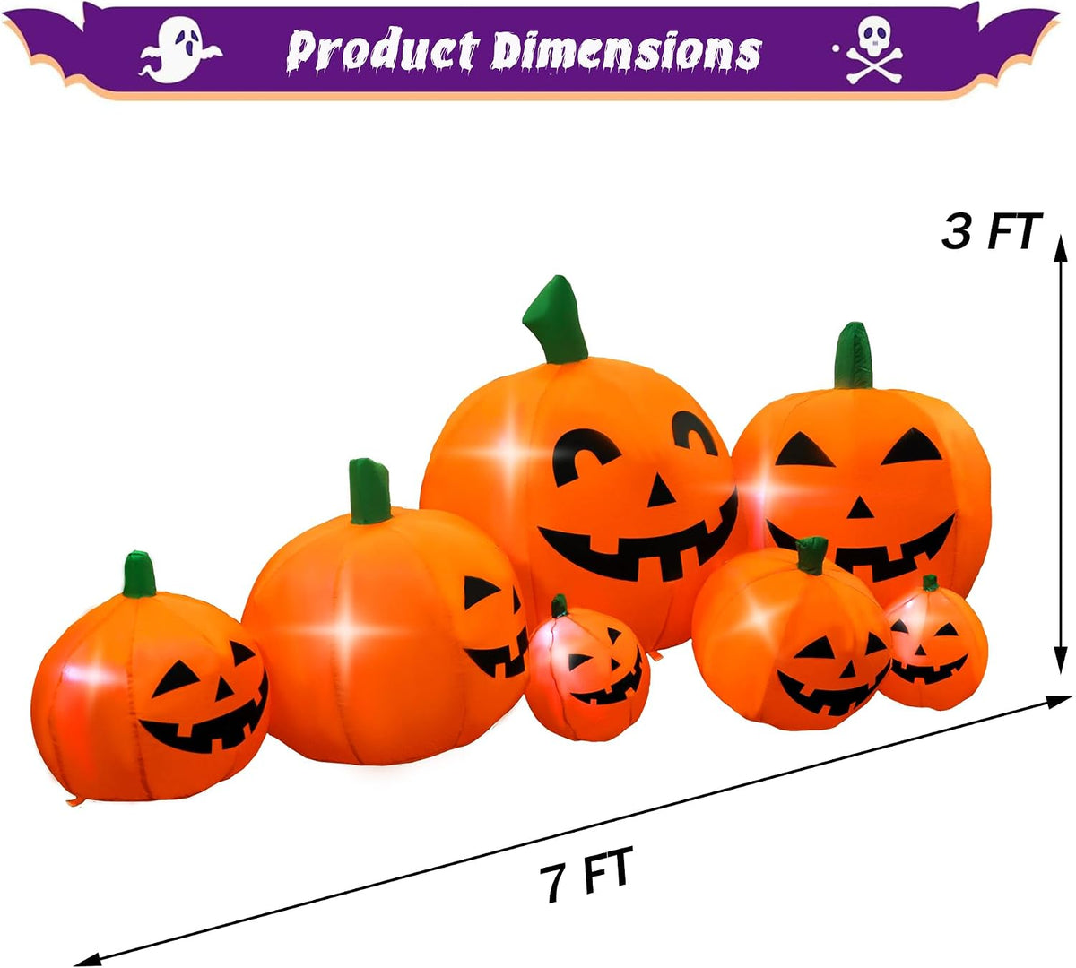 seasonblow 7ft halloween inflatable pumpkin patch family outdoor, package contents
