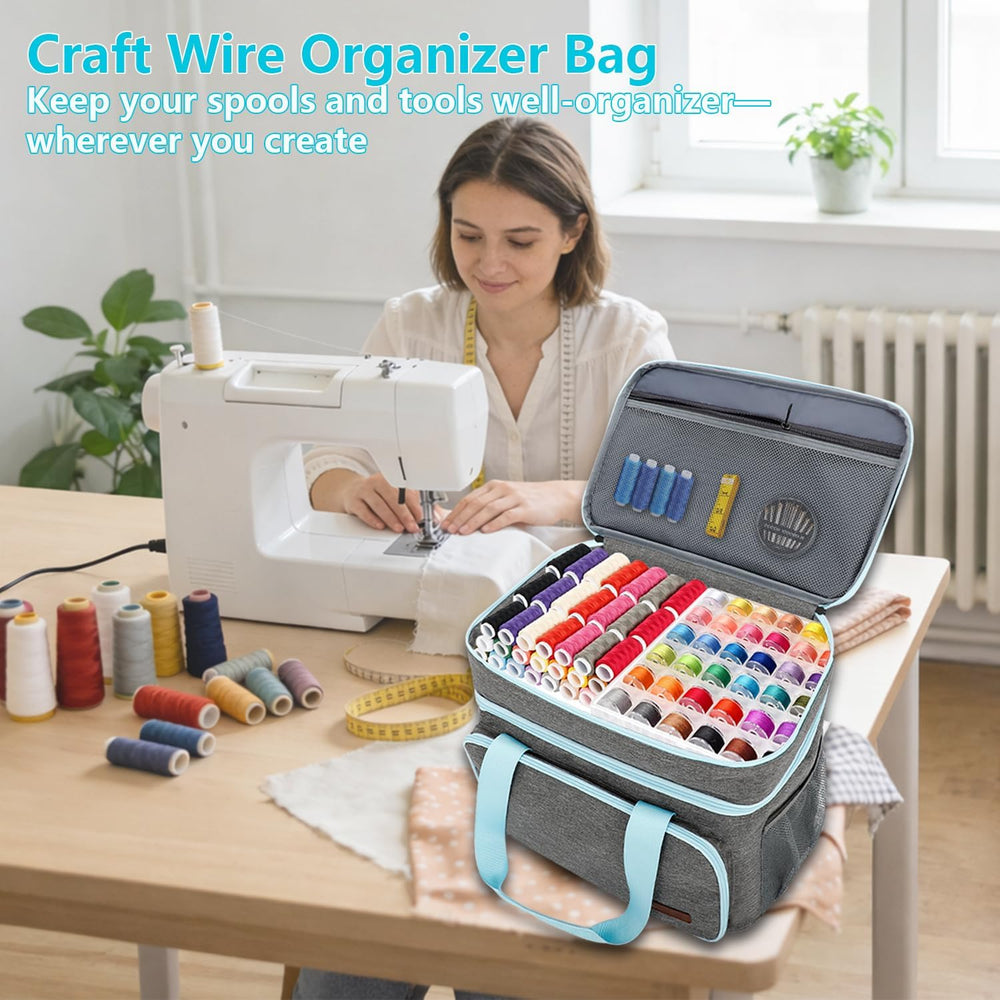 Crafts Storage Bag, Double-Layer Craft Organizer with Adjustable Dividers