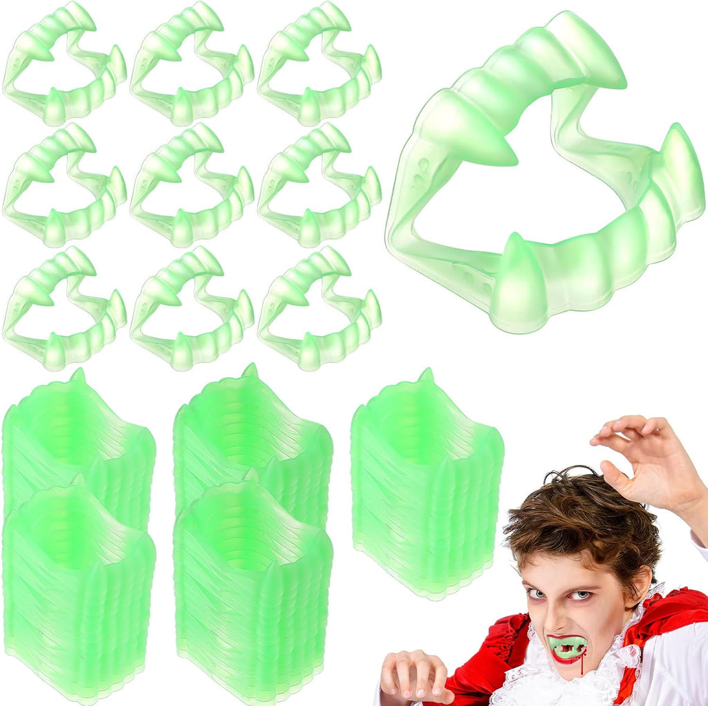Lenwen 288 Pcs Halloween Glow in the Dark Vampire Fangs Bulk Plastic Teeth