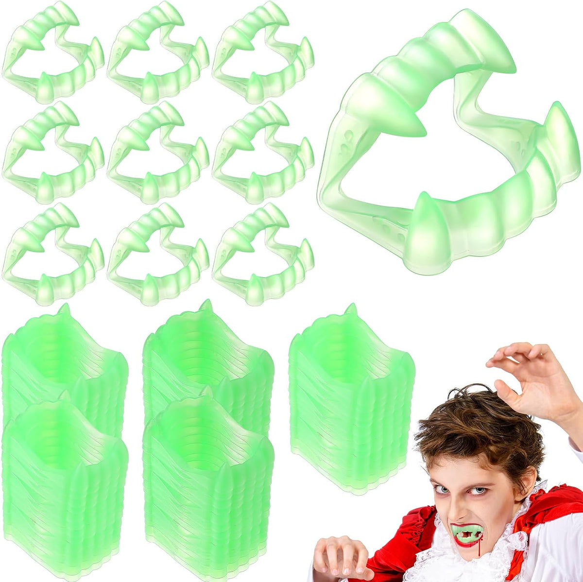 Lenwen 288 Pcs Halloween Glow in the Dark Vampire Fangs Bulk Plastic Teeth