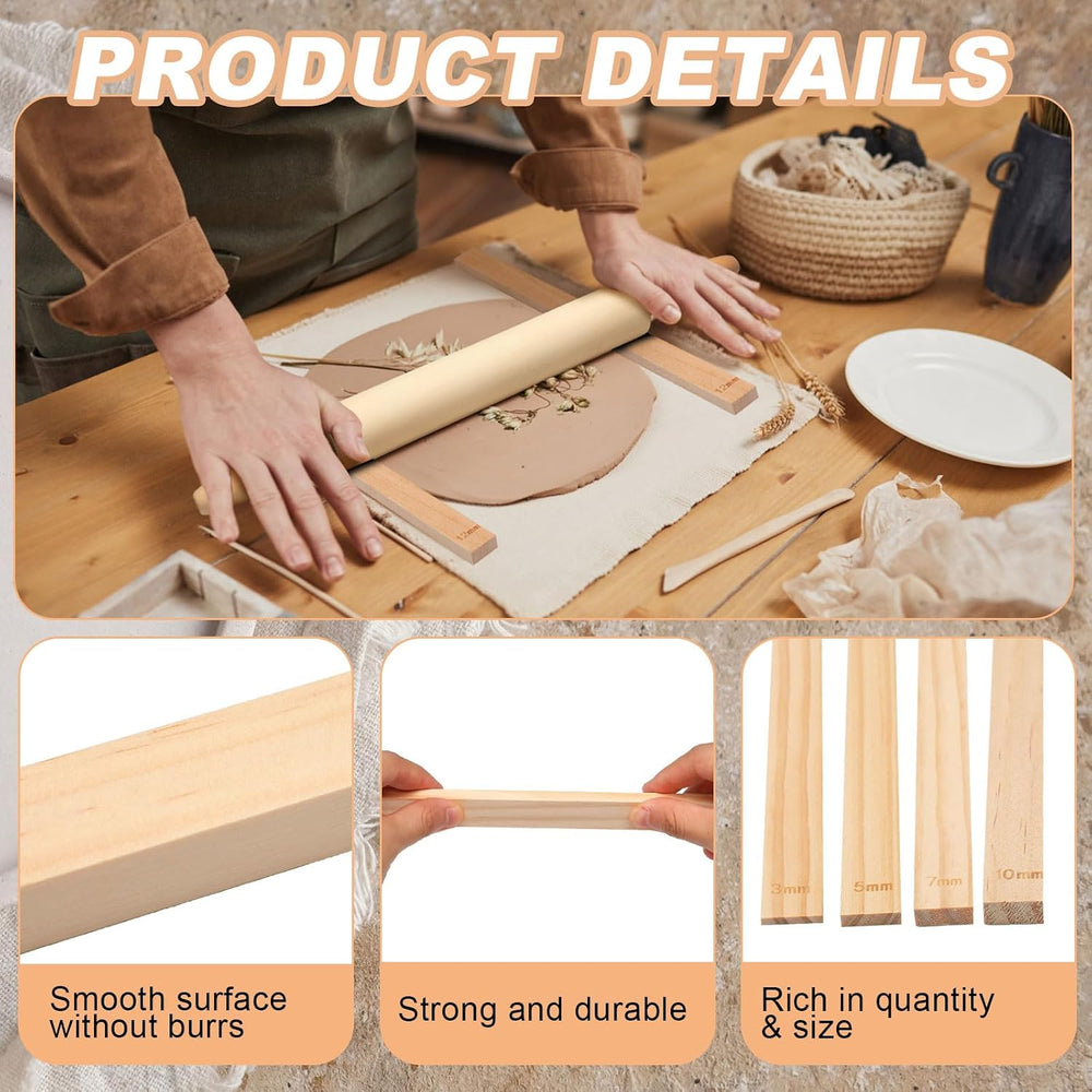 Newtay 12 Pcs Pottery Tools Wood Rolling Pin Special Linen (Tablecloth)