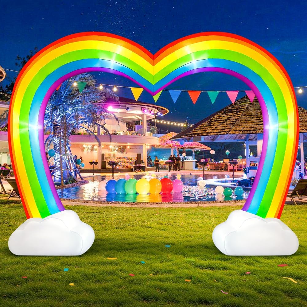 kooy 10ft inflatable rainbow arch, inflatable heart rainbows, package contents