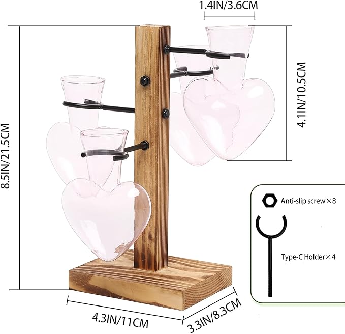 Plants Propagation Stations Plant Terrarium Kit Glass Planters for Indoor Plants House Plant Accessories Gift for Women - 4 Love Bulb Vase