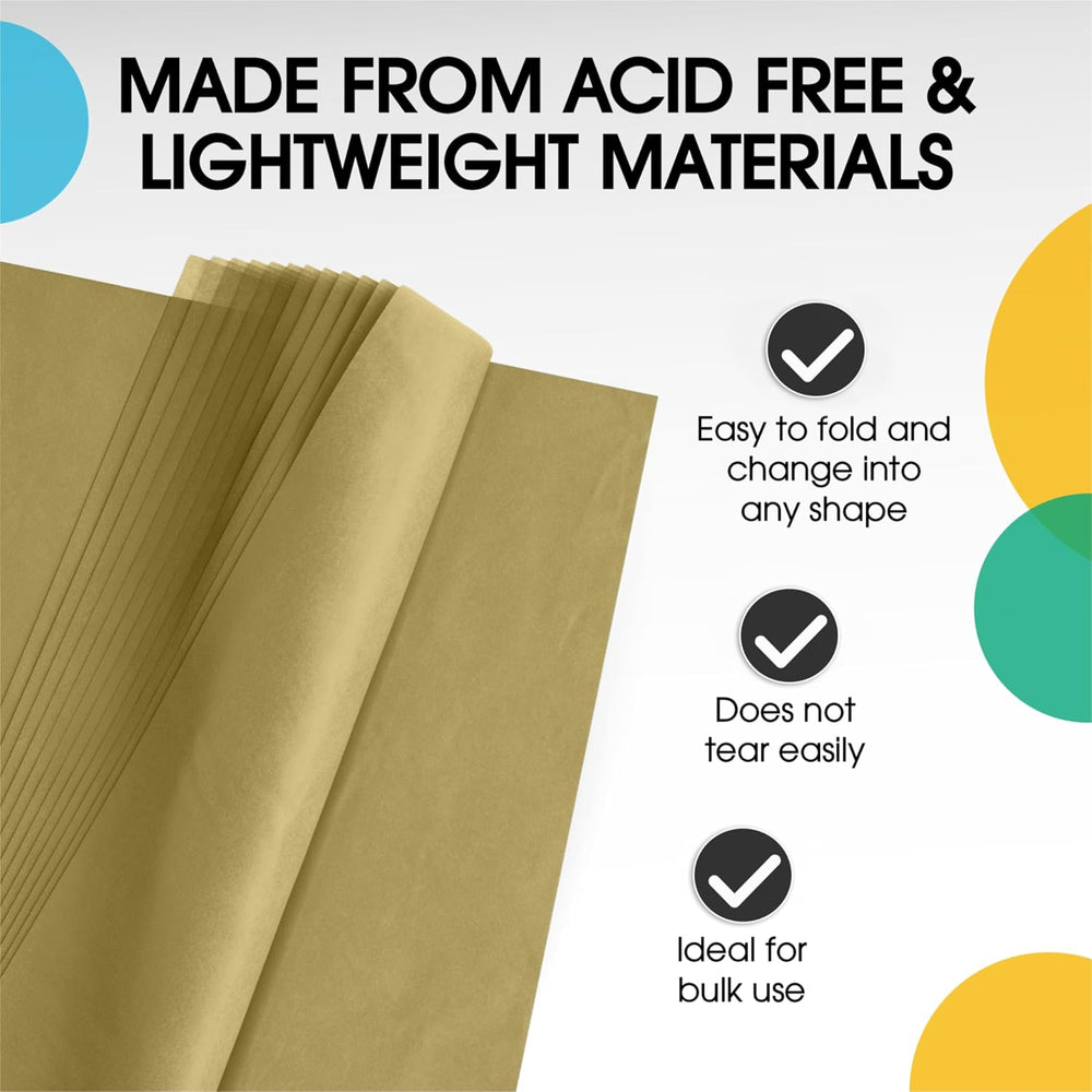 Party Solids Gold Tissue Paper for Gift Bags, 20 x 30 Inch, 480 Sheets