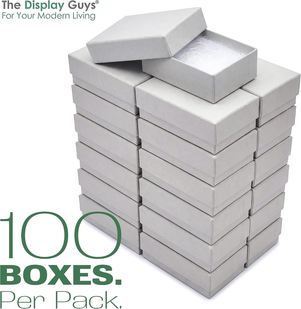TheDisplayGuys 100 Cardboard Jewelry Gift Boxes with Inserts - Matte Gray