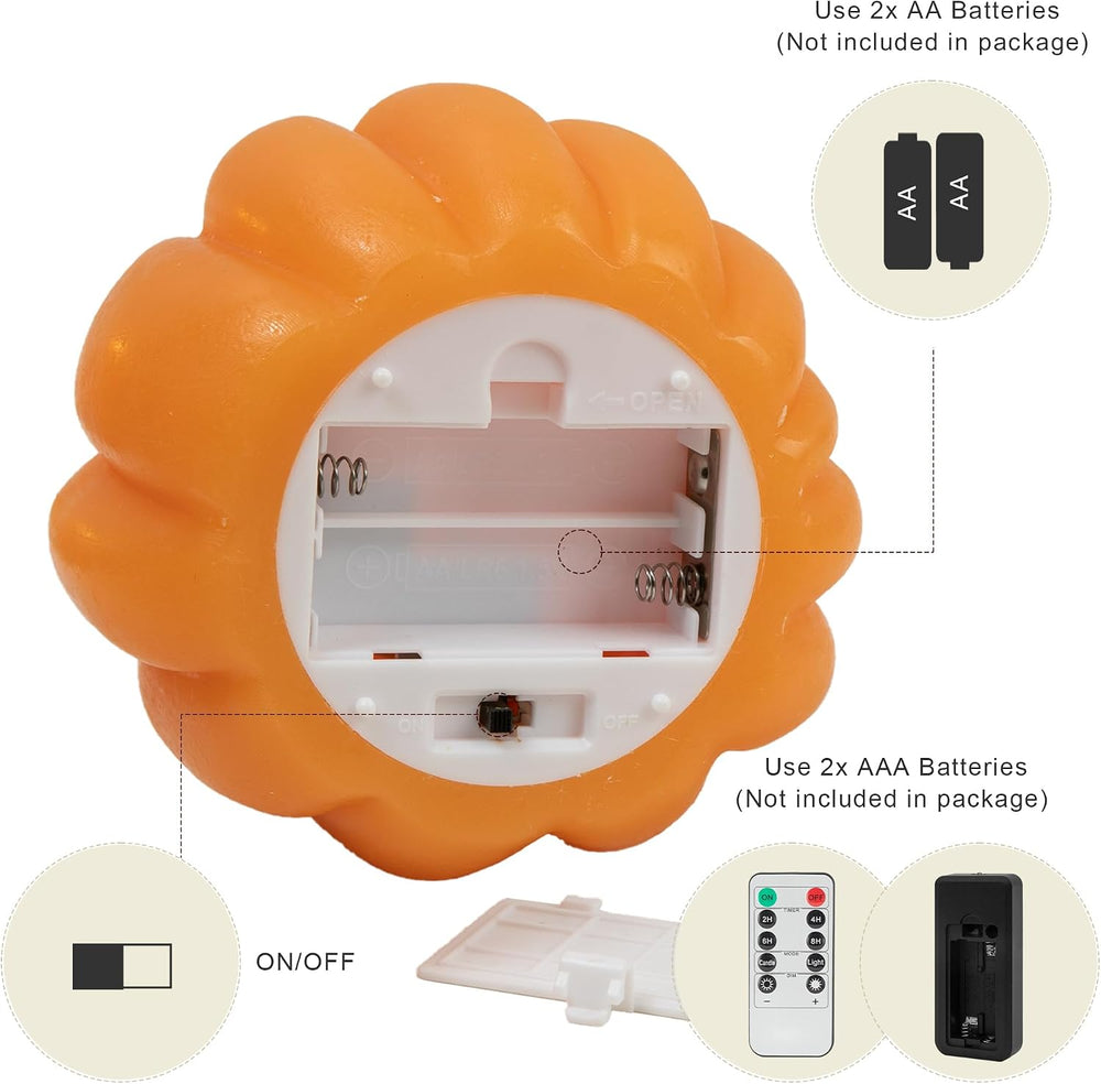 Fall Decor Pumpkin Flameless Candles Remote LED Candles Orange Set of 2
