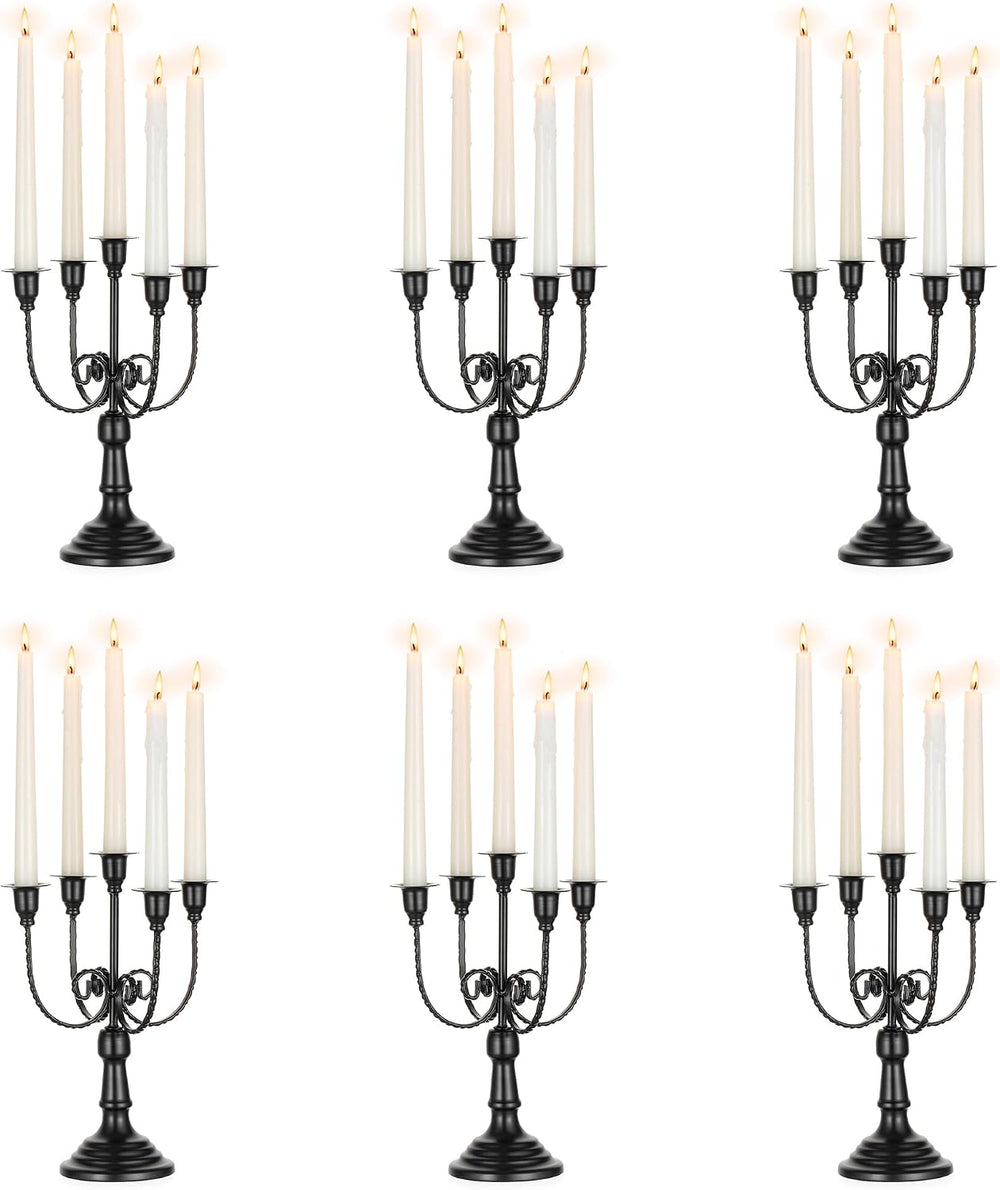 NUPTIO Candelabra Candlestick Holders for Centerpiece: Black Candle Holder