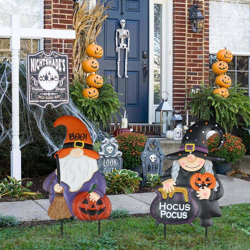 hogardeck Halloween Decorations Outdoor, Metal Gnomes Decorative Garden Stake...