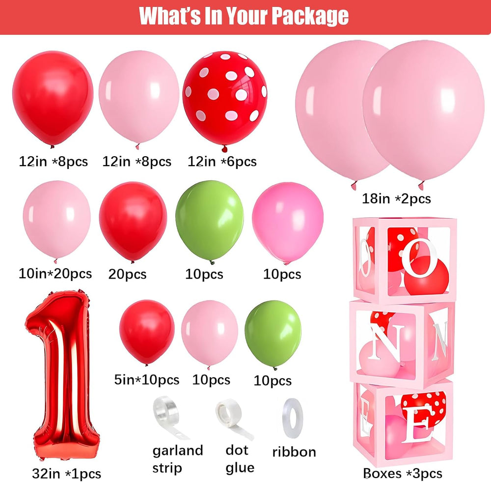 Berry First Birthday Decorations for Girls, Strawberry Balloon Arch Kit