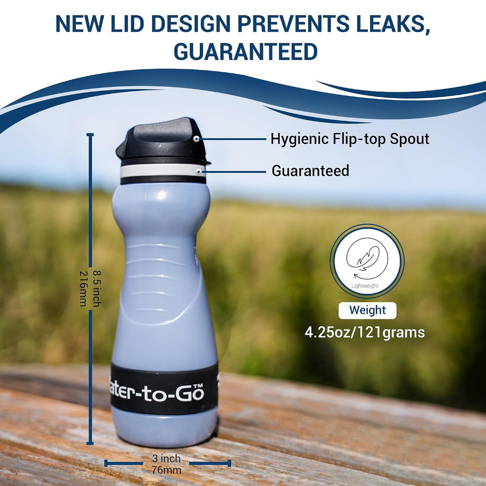 Water-to-Go Water Purifier Bottle for Hiking, 18.5oz Value Bundle