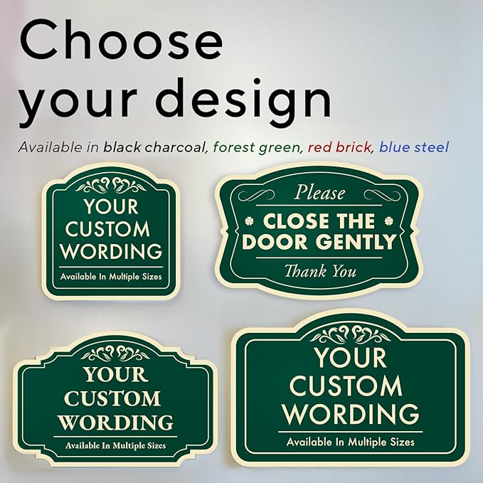 Custom Decorative Outdoor Metal Sign - Personalized Aluminum Driveway Sign, Waterproof, Made In USA - Design 2 Forest Green 18x18 In