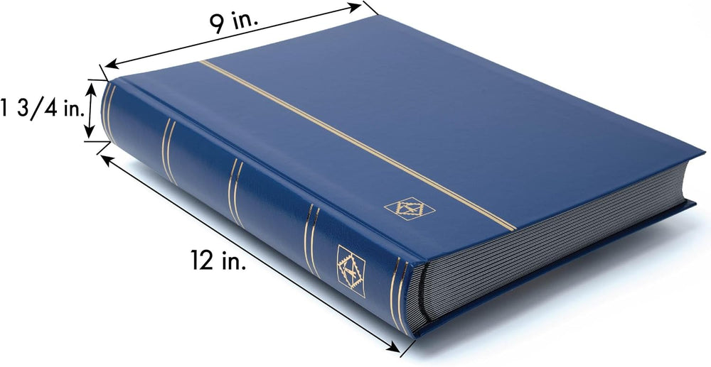 LIGHTHOUSE - BASIC Stamp Stockbook A4, 64 Black Pages, Blue
