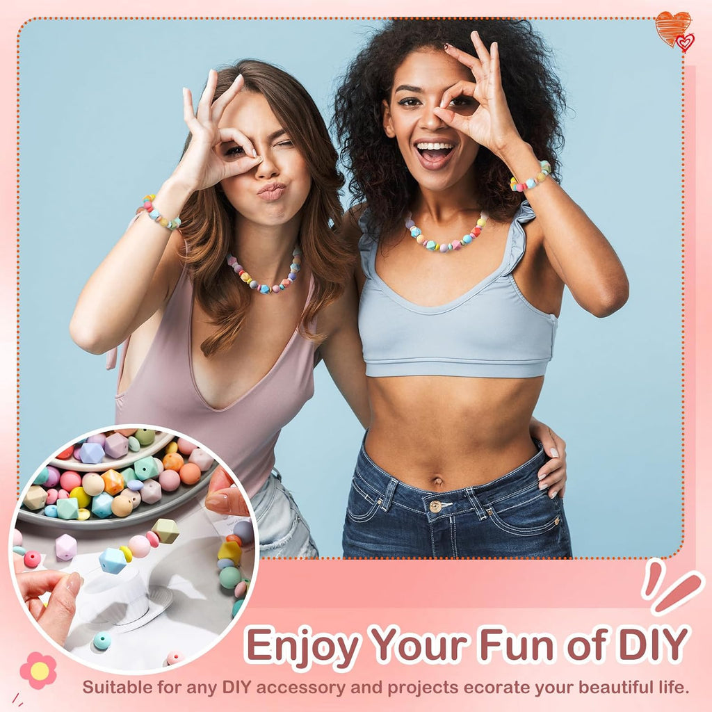 Hotop 624 Pcs Silicone Beads, 48 Colors for Jewelry Making, Candy Color