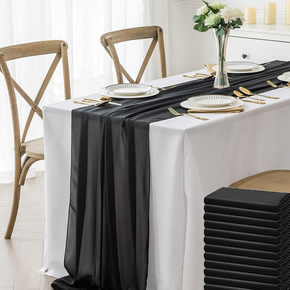 12 Pack Chiffon Table Runner 14x108 Inch Long 9ft Sheer Table Runners for Par...