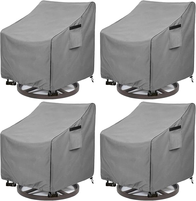 okcool Patio Swivel Chair Cover 4 Pack,Waterproof Heavy Duty Outdoor Chair Covers,Outdoor Swivel Chair Cover for Patio Furniture Covers(33 W x 35 D x 38.5 H inches),Grey