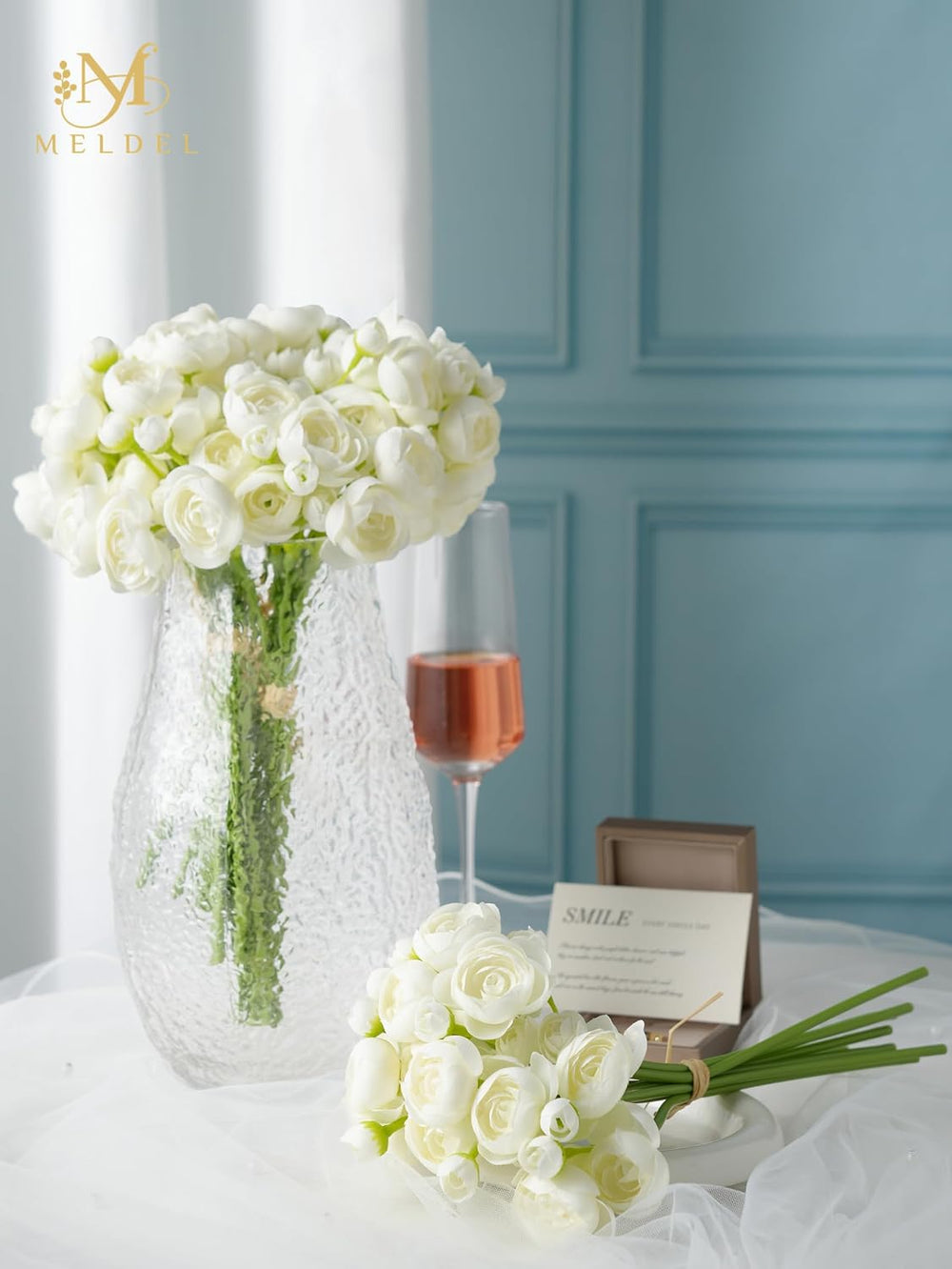 32Pcs Ivory White Ranunculus Artificial Flowers for DIY Home Wedding