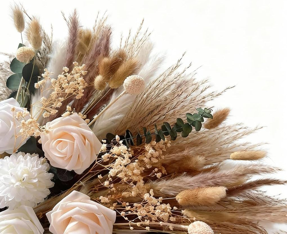 Indoor Artificial Dried Flowers with Vase Pampas Grass Bouquet
