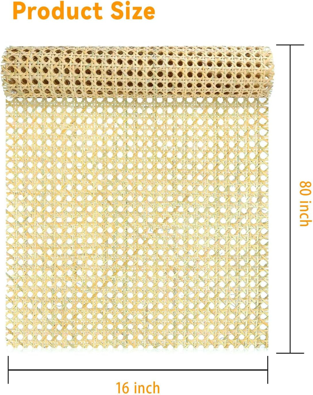 16-inch Wide Rattan Webbing 80-inch Long (6.6 ft.) Rattan Webbing Rolls for F...