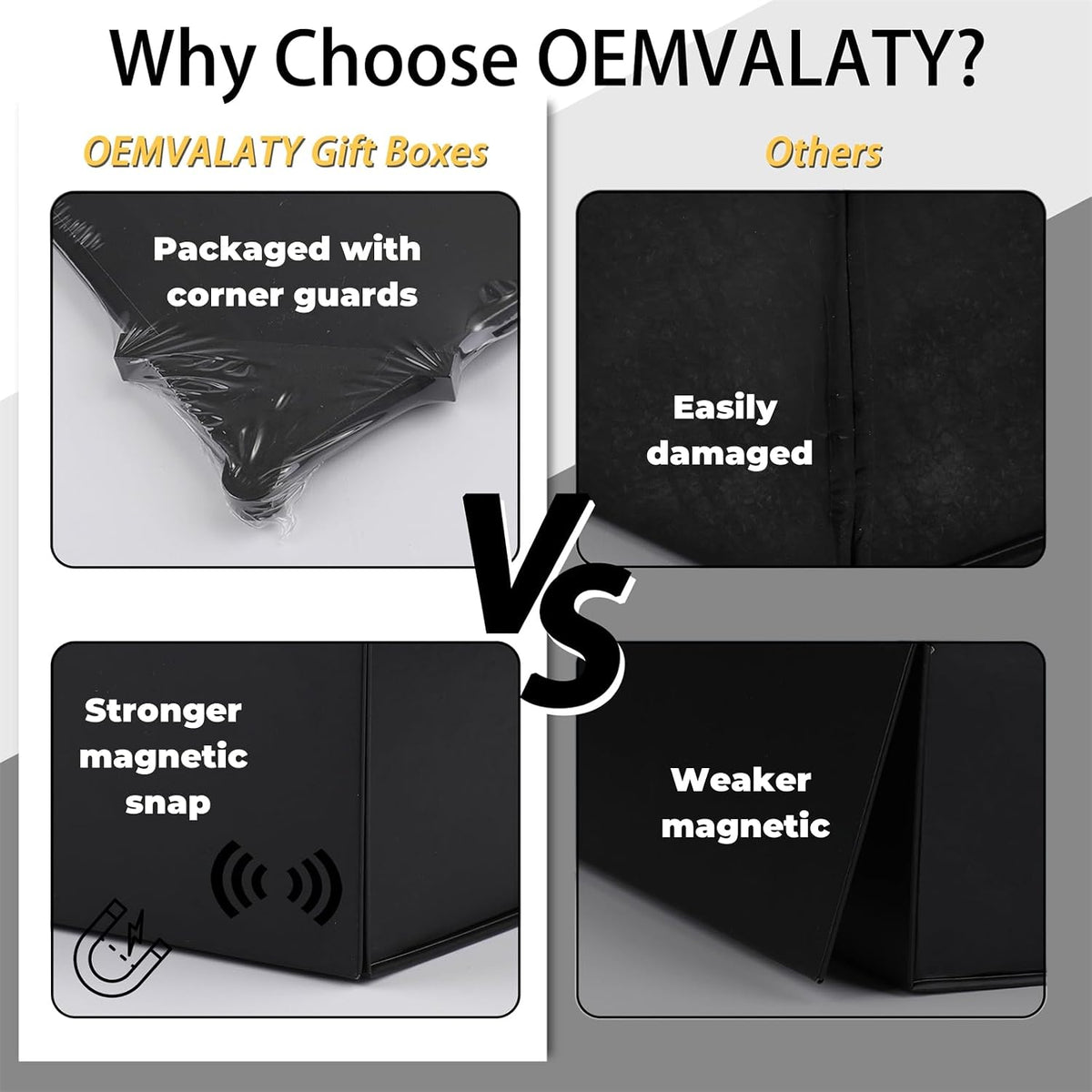 oemvalaty black gift box,8x8x4 inches gift boxes with, package contents