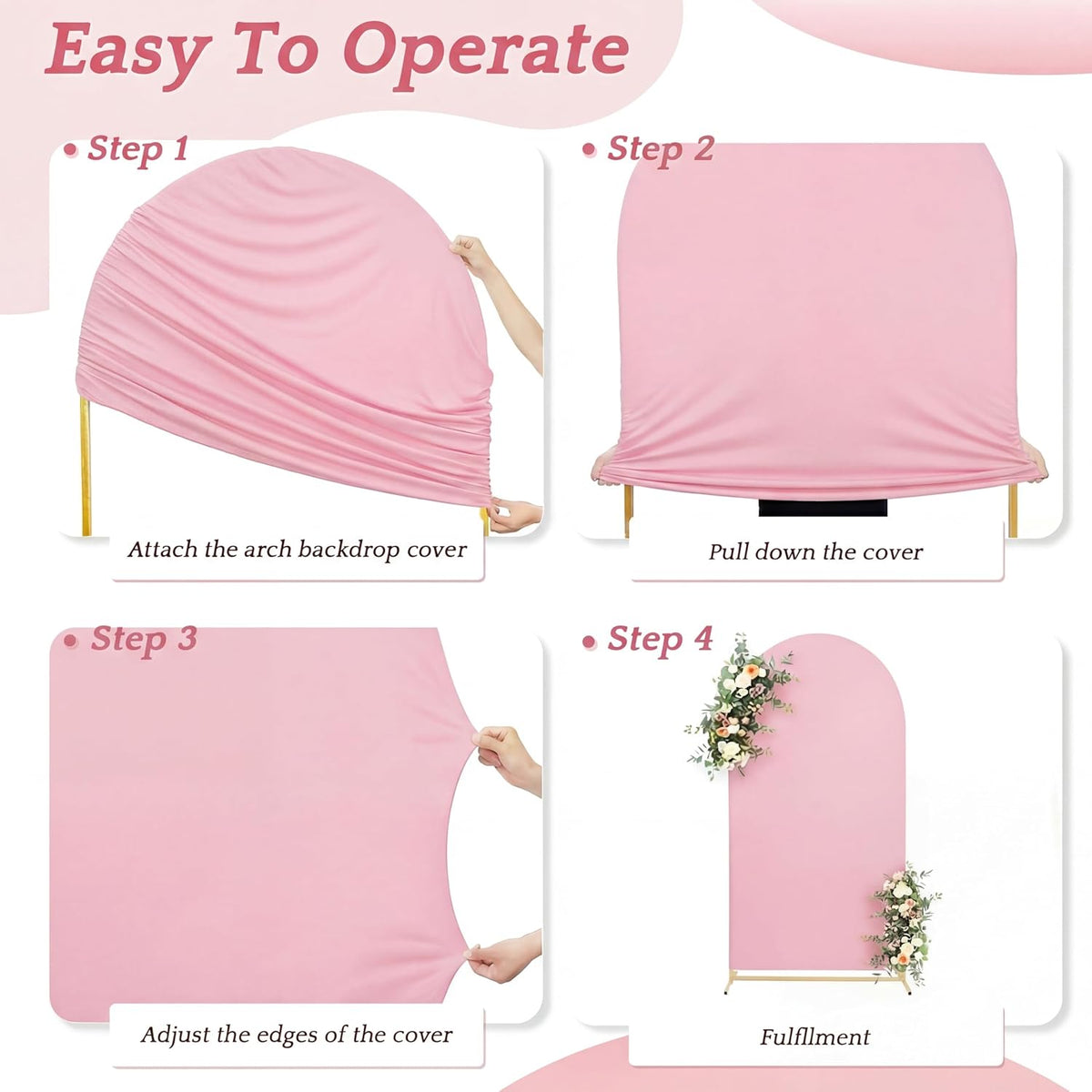 7.2FT Metal Arch Backdrop Stand and Cover Set, Pink