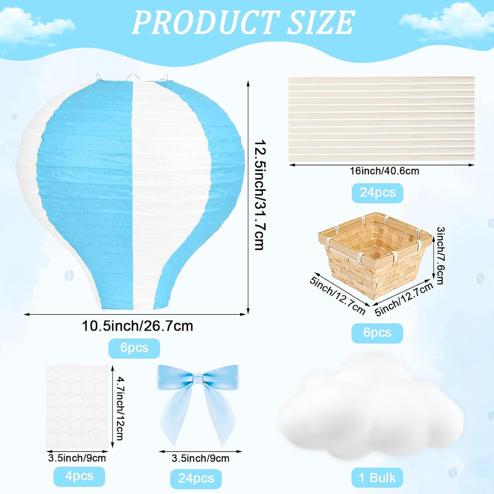 6 Sets Hot Air Balloon Decorations Cloud Decorations Centerpiece,Blue