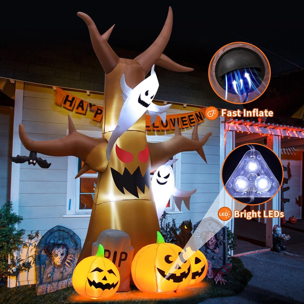 goosh 12 ft halloween inflatables tree outdoor decorations shown in use