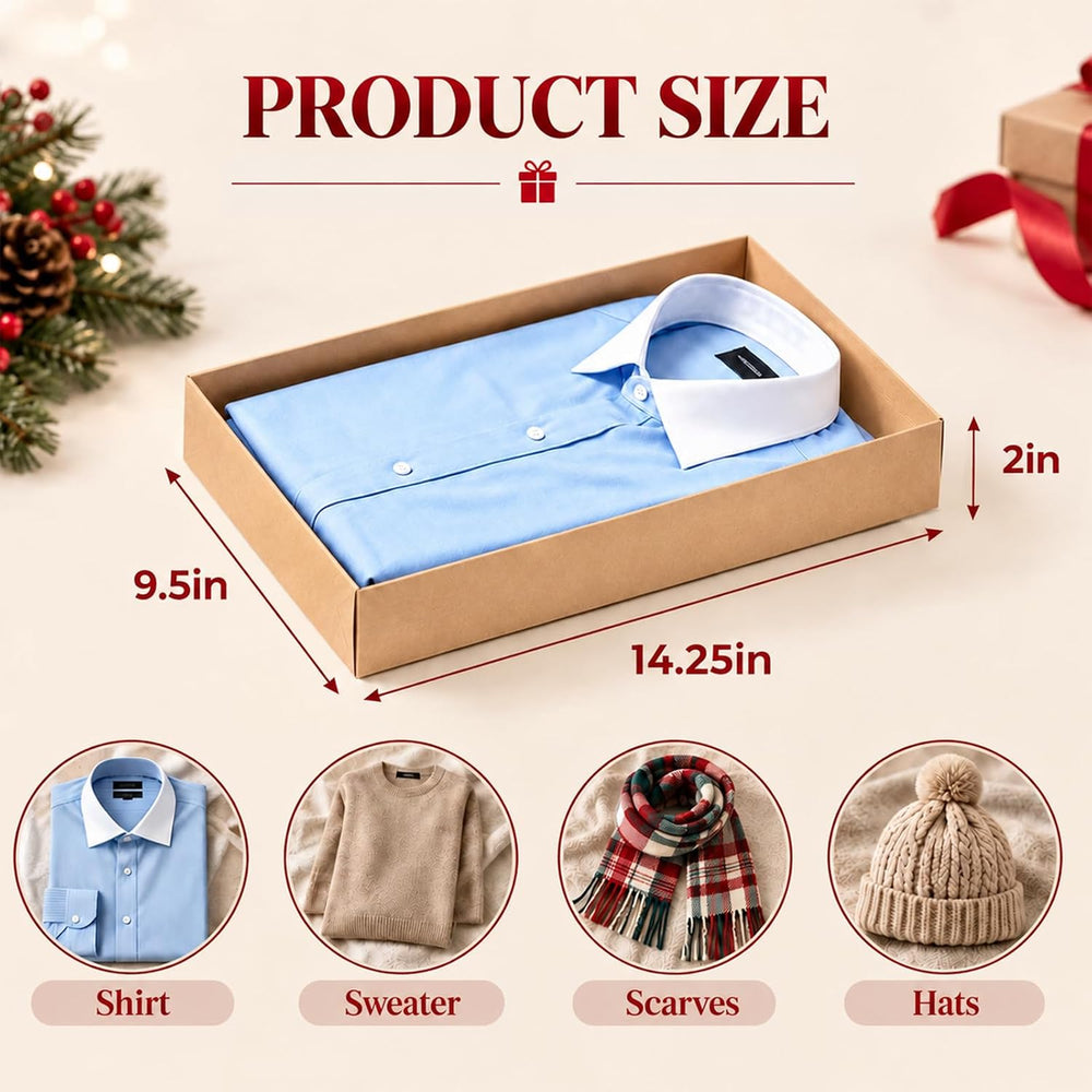 30 Pack Shirt Boxes for Presents, Kraft Gift Boxes, 14.25x9.5x2 In