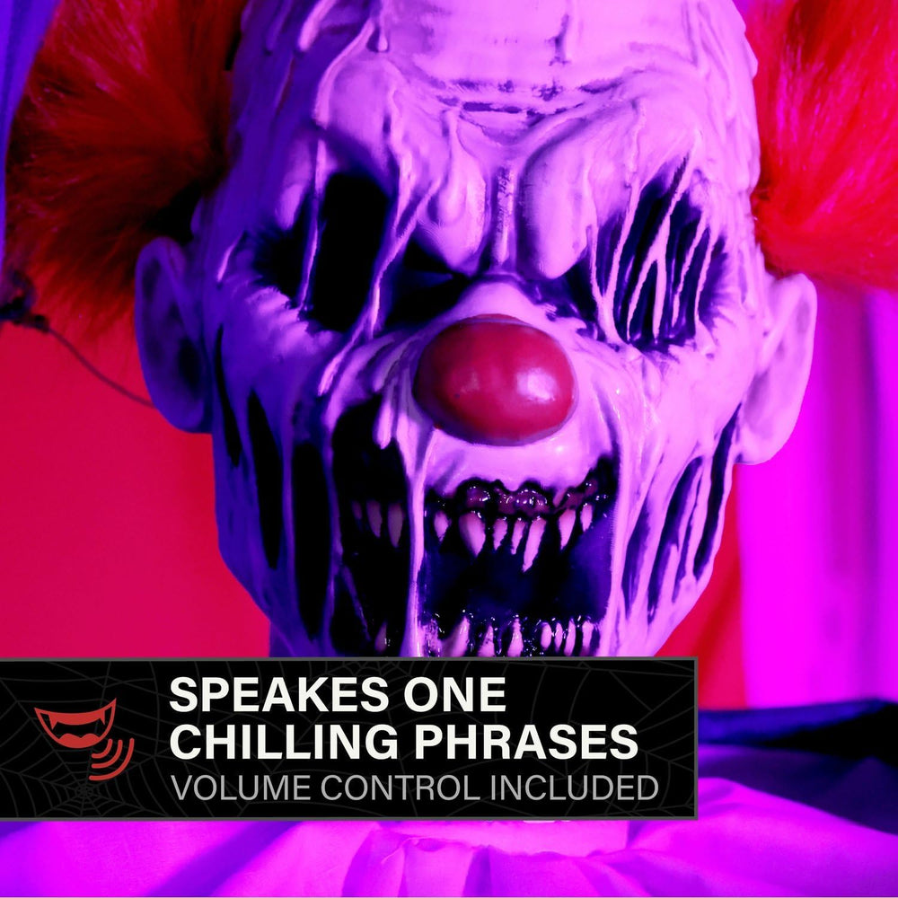 Haunted Hill Farm 6-Ft. I Scream Cart Clown Animatronic Scary Decoration