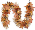 6 FT Lighted Fall Garland with Lights Autumn Automatic ON/Off Timer