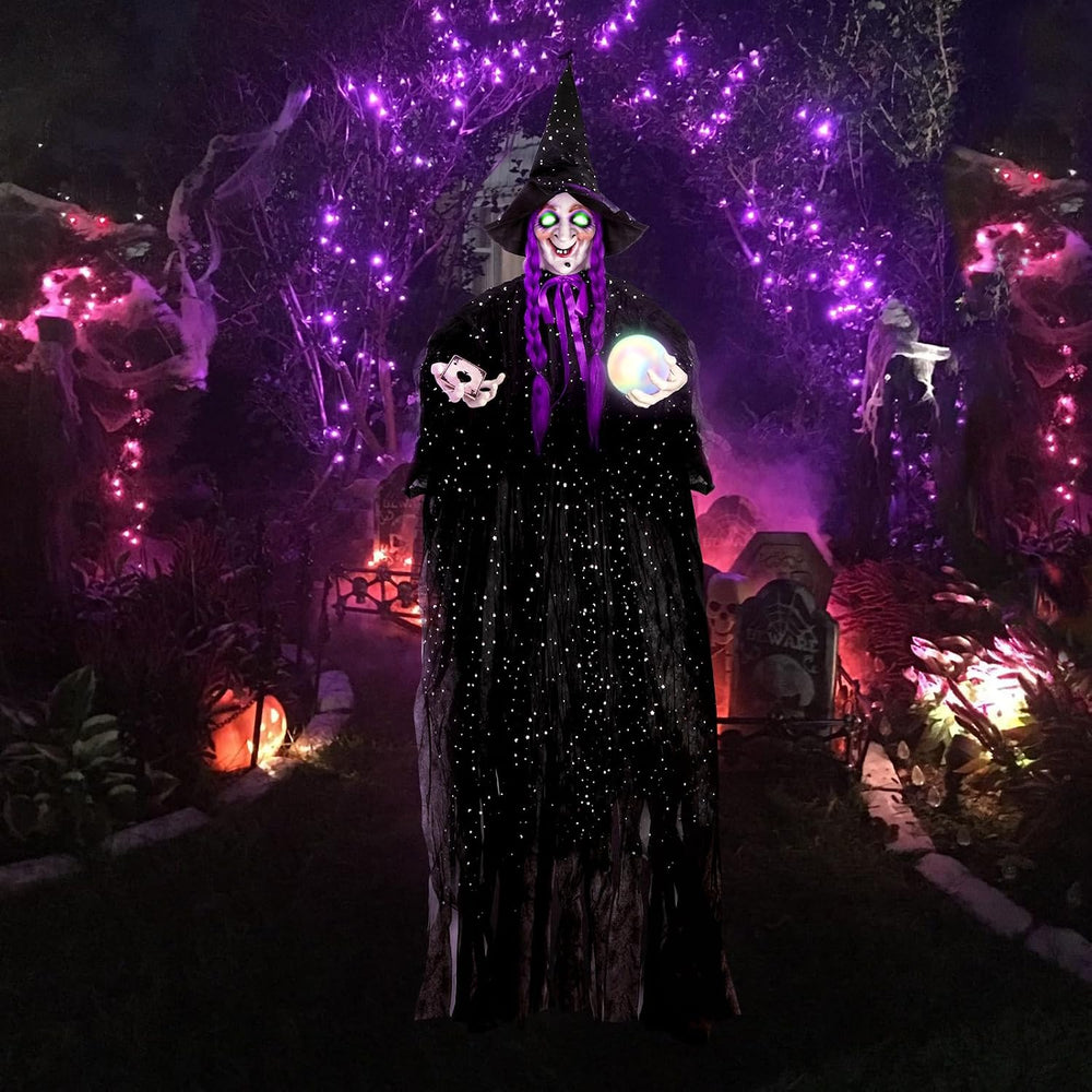 71” Halloween Hanging Talking Animatronics Witch with Sound Activated