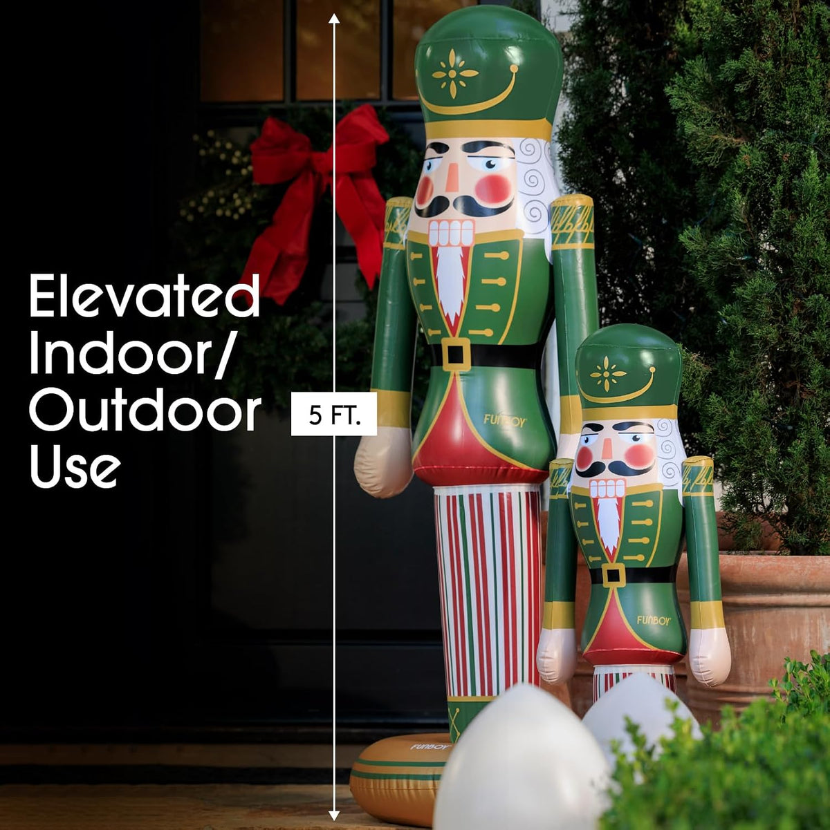 funboy 5 ft giant inflatable classic nutcracker, outdoor, close-up detail