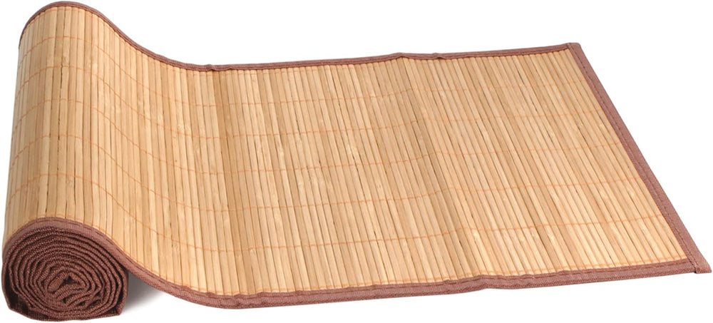 BambooMN Bamboo Table Runner, Brown w/ Brown Border - 2 Piece