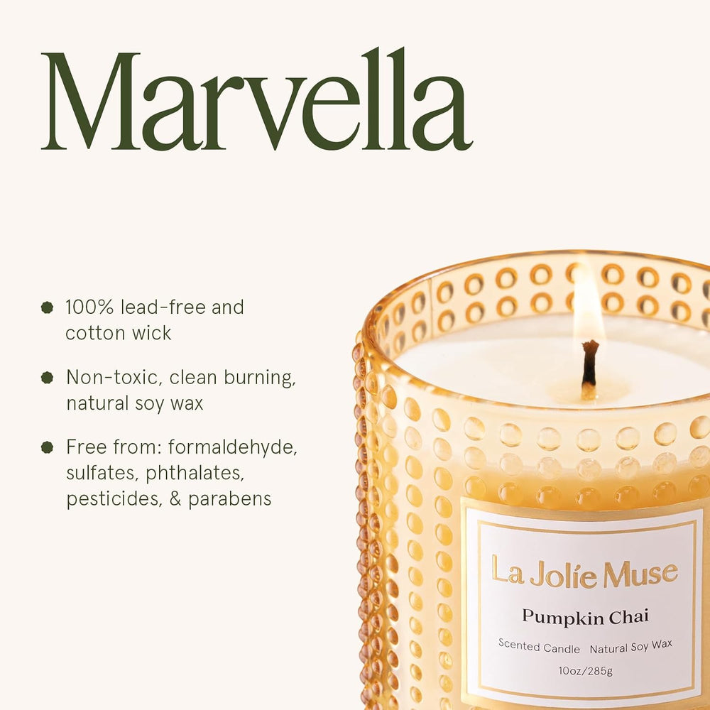 LA JOLIE MUSE Pumpkin Chai Scented Candles for Home, Natural Soy Wax,55 Hrs