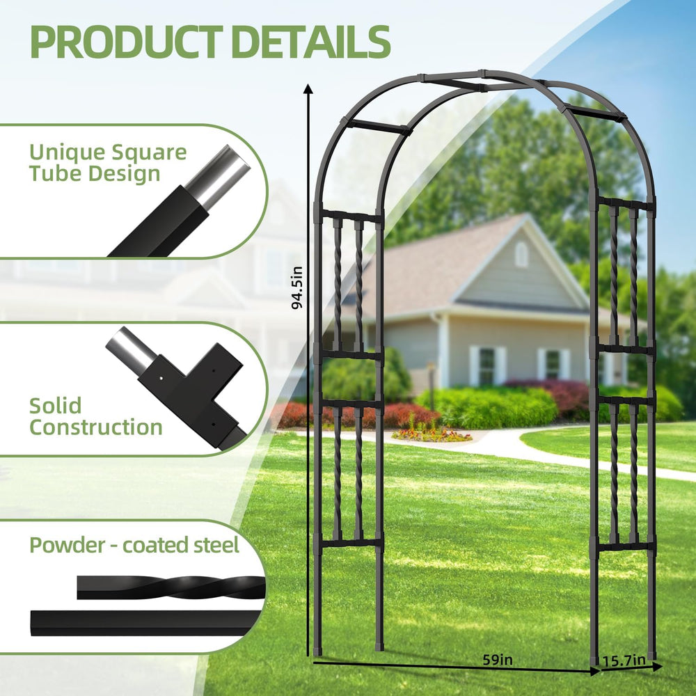 Square Tube Metal Garden Arch Trellis for Climbing Plants,4.9x7.9FT