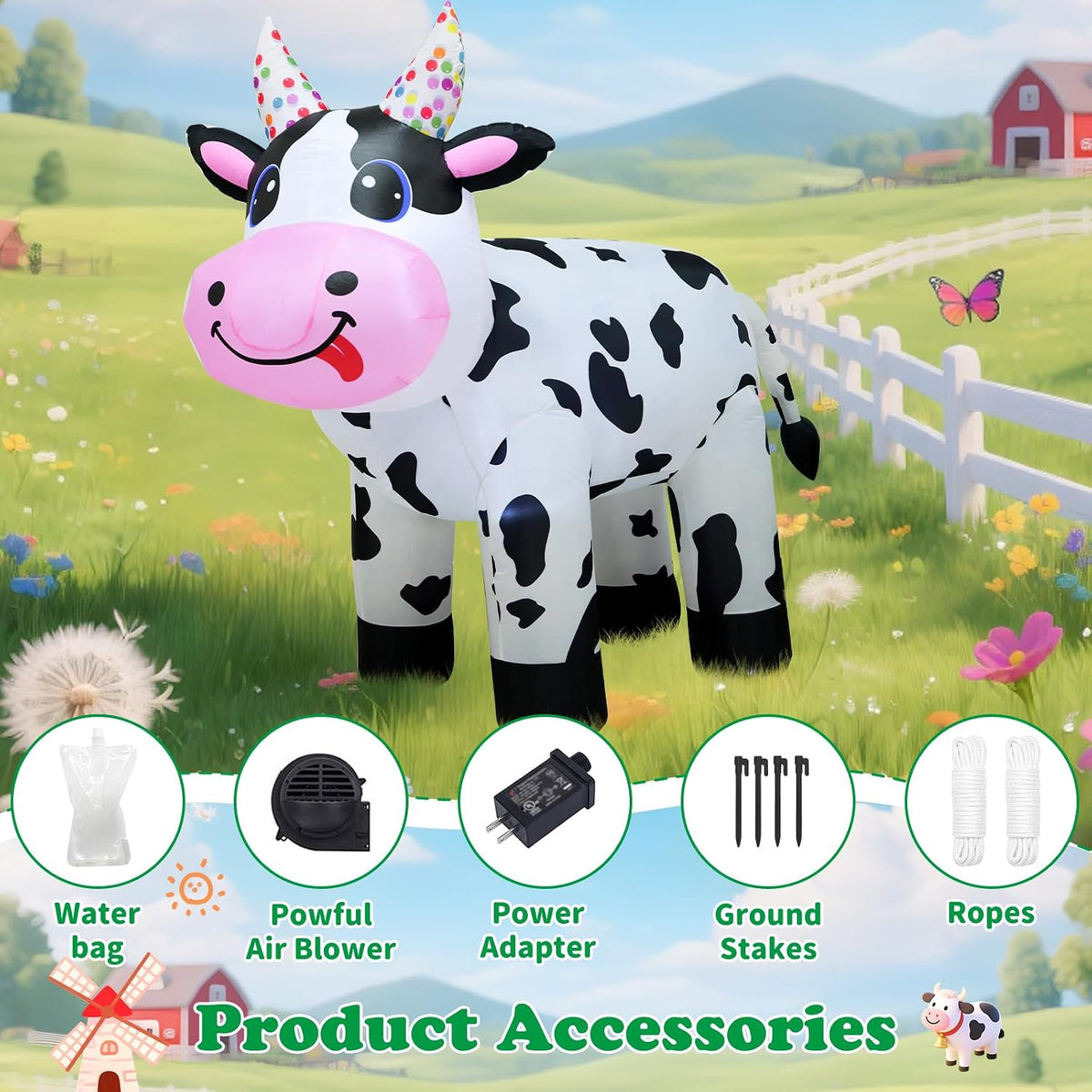 4ft christmas spring farm ranch inflatable cute farm showing dimensions