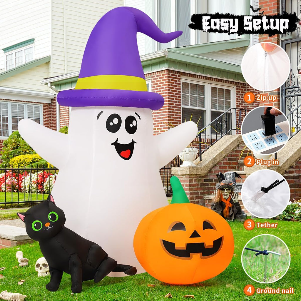 goosh 5 ft halloween inflatables ghost outdoor decorations showing dimensions