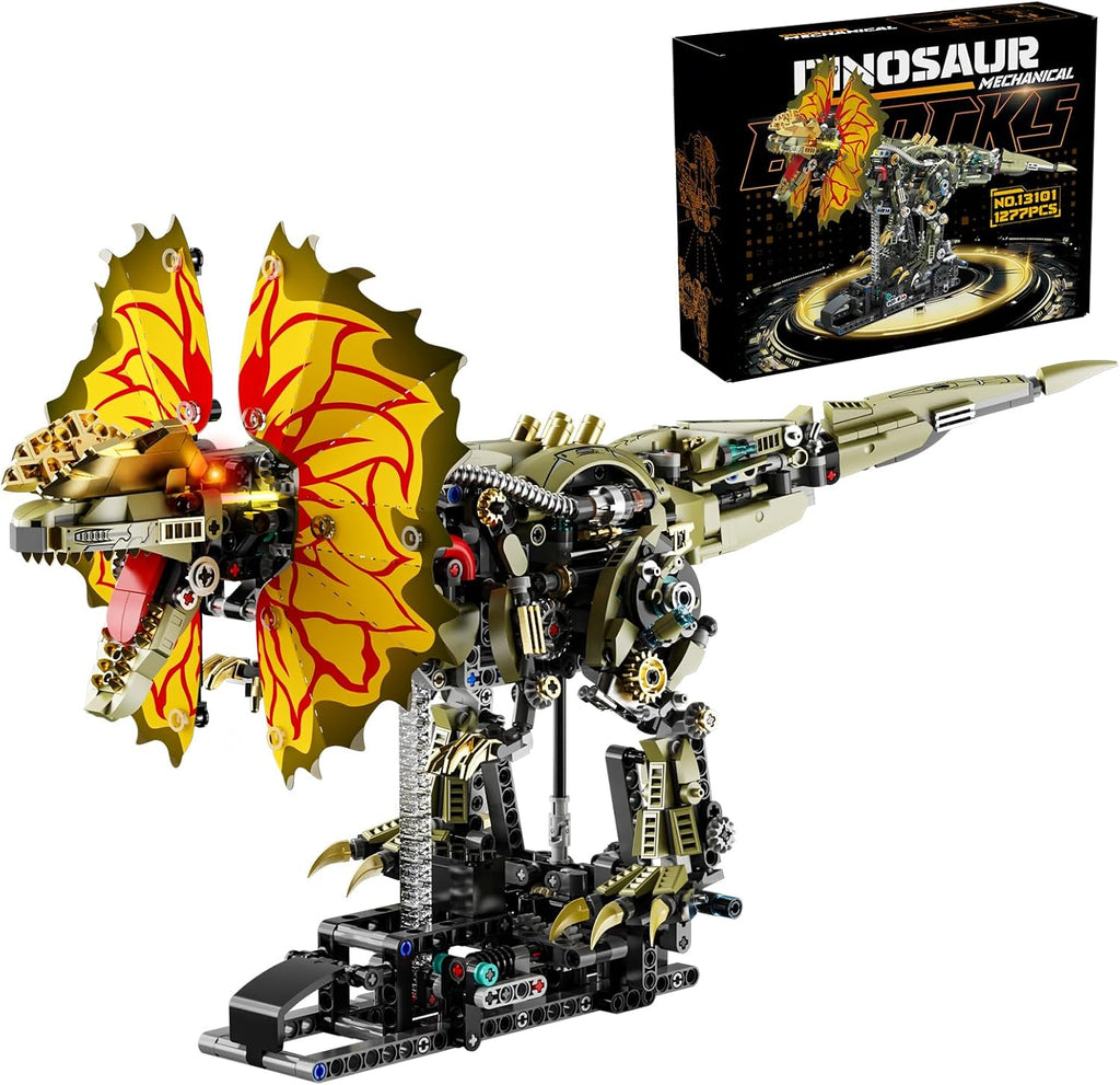 HJPLPXH Mechanical Dilophosaurus Building Blocks Set with LED Eyes