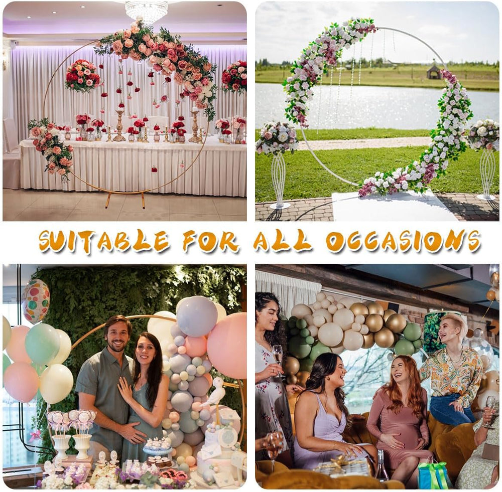 Round Backdrop Stand Circle Arch, 6.5ft White Metal Balloon Arch Kit for Part...