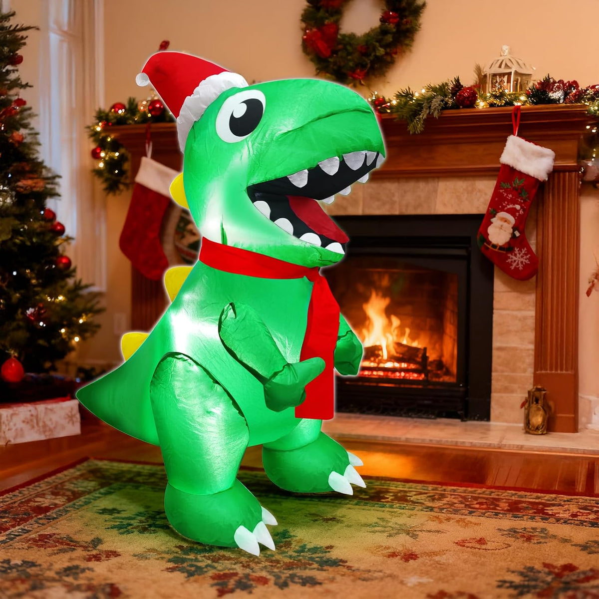 turnmeon 3.5 ft dinosaur christmas inflatable outdoor decoration, package contents