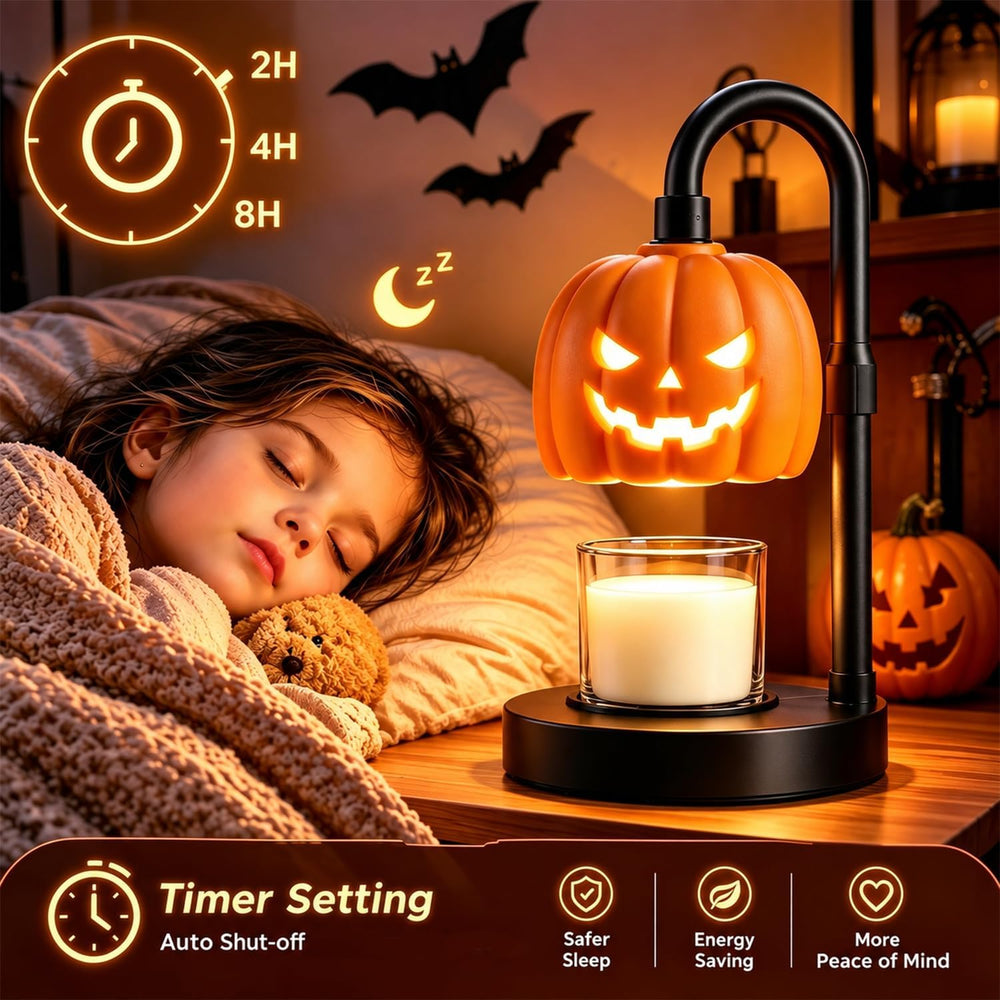 Pumpkin Halloween Candle Warmer Lamp,Spooky Gothic Home Decor with Timer &amp...