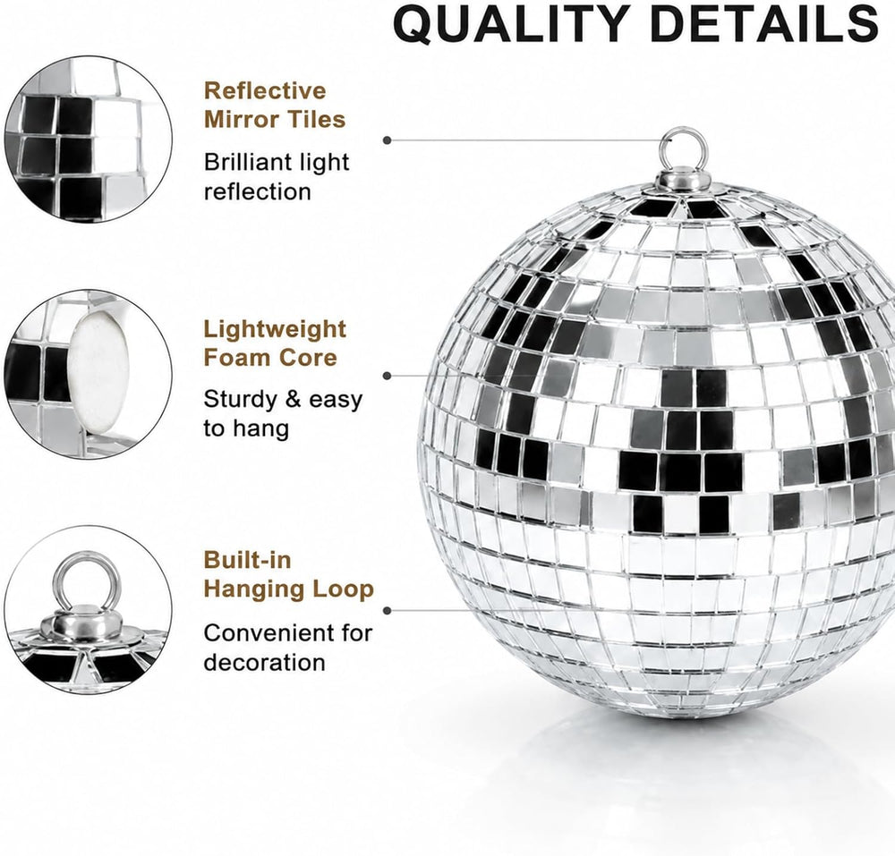 Funtery 100 Pcs Disco Balls Bulk Silver,1.2'',1.6'',2'...