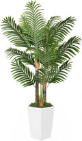 5ft Artificial Palm Tree Indoor Plant，Triple Faux Tropical Areca Floor Plant in Pot，Artificial Plants with Lifelike Leaves for Home Office Decor