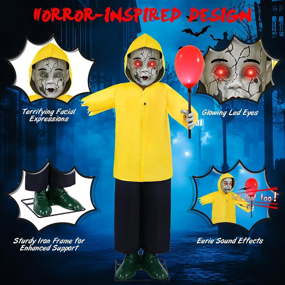 Halloween Decorations Outdoor 4FT Life Size Scary Boy Animatronics Prop
