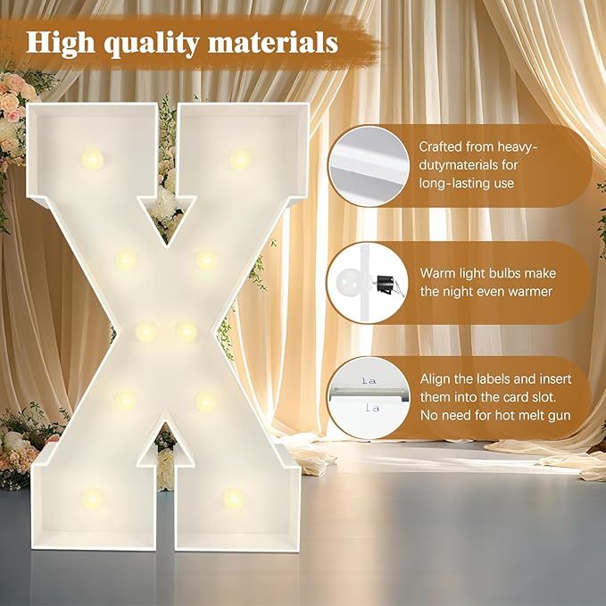 Marquee Light Up Letters: 4FT Large Decorative Signs for Party Decorations Baby Shower Birthday Wedding Engagement Anniversary, 4 Feet Tall Pre-Cut DIY Foamboard Letter V - Easy to Assemble